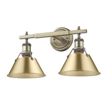 Golden 3306-BA2 AB-BCB - Yep by Golden Lighting Orwell 2-light Vanity in Aged Brass and Brushed Champagne Brass shade